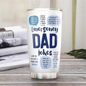 64HYDRO 20oz Emergency Dad Jokes, Gift For Dads Tumbler Cup with Lid
